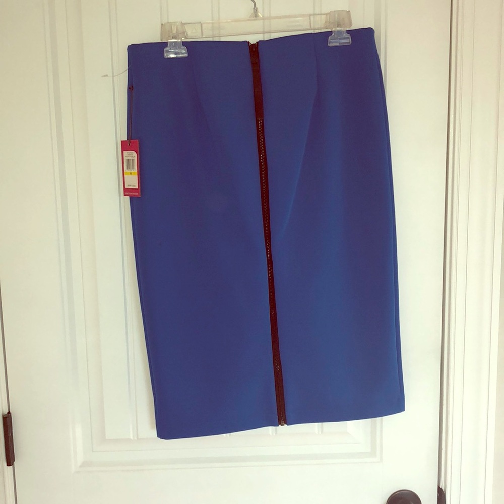 Blue zip up pencil skirt